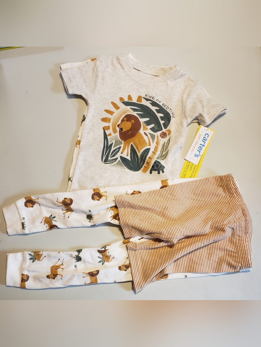 Carter's Safari Lion 4-Piece Pajama Set in Cream, Brown, Green